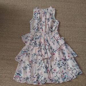 Eliza J Pink and Blue Floral Ruffle Dress